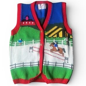 Cotton Salsa Knitted Equestrian Sweater Vest Medium